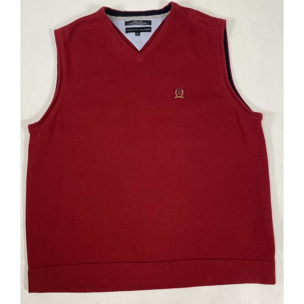 Tommy Hilfiger Men's Golf Red Sweater Vest 90s XL Grandpa Dad VTG Classic Preppy - Picture 3 of 16